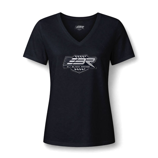 Ladies Black & White Logo V-Neck Tee