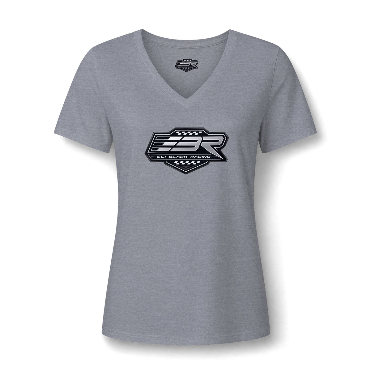 Ladies Black & White Logo V-Neck Tee