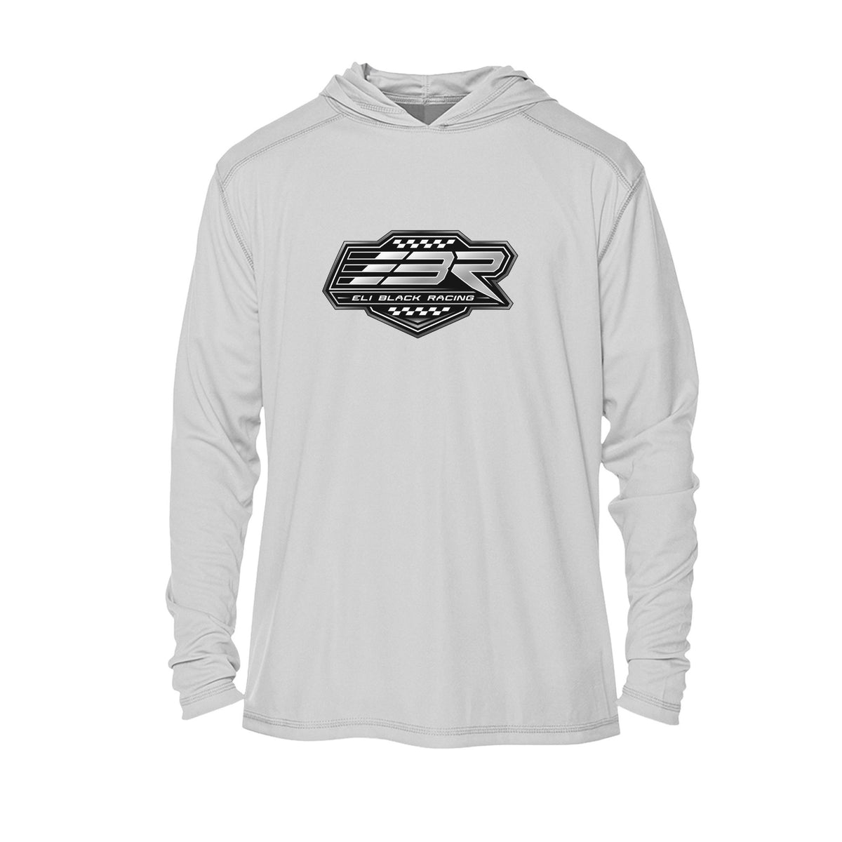Lightweight UPF50+ Solar Hoodie - Black & White EBR logo