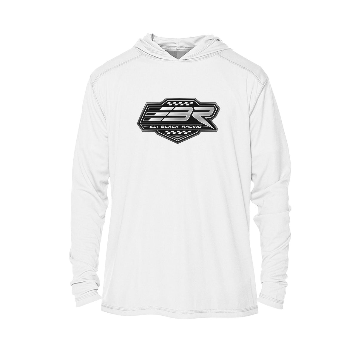 Lightweight UPF50+ Solar Hoodie - Black & White EBR logo