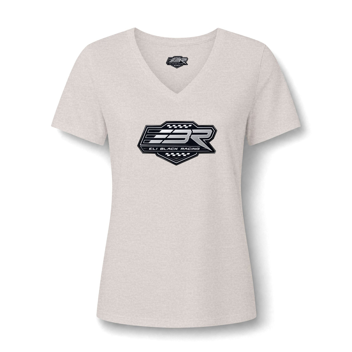 Ladies Black & White Logo V-Neck Tee