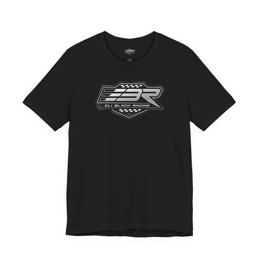Unisex Jersey Short Sleeve Tee - Black and White EBR logo