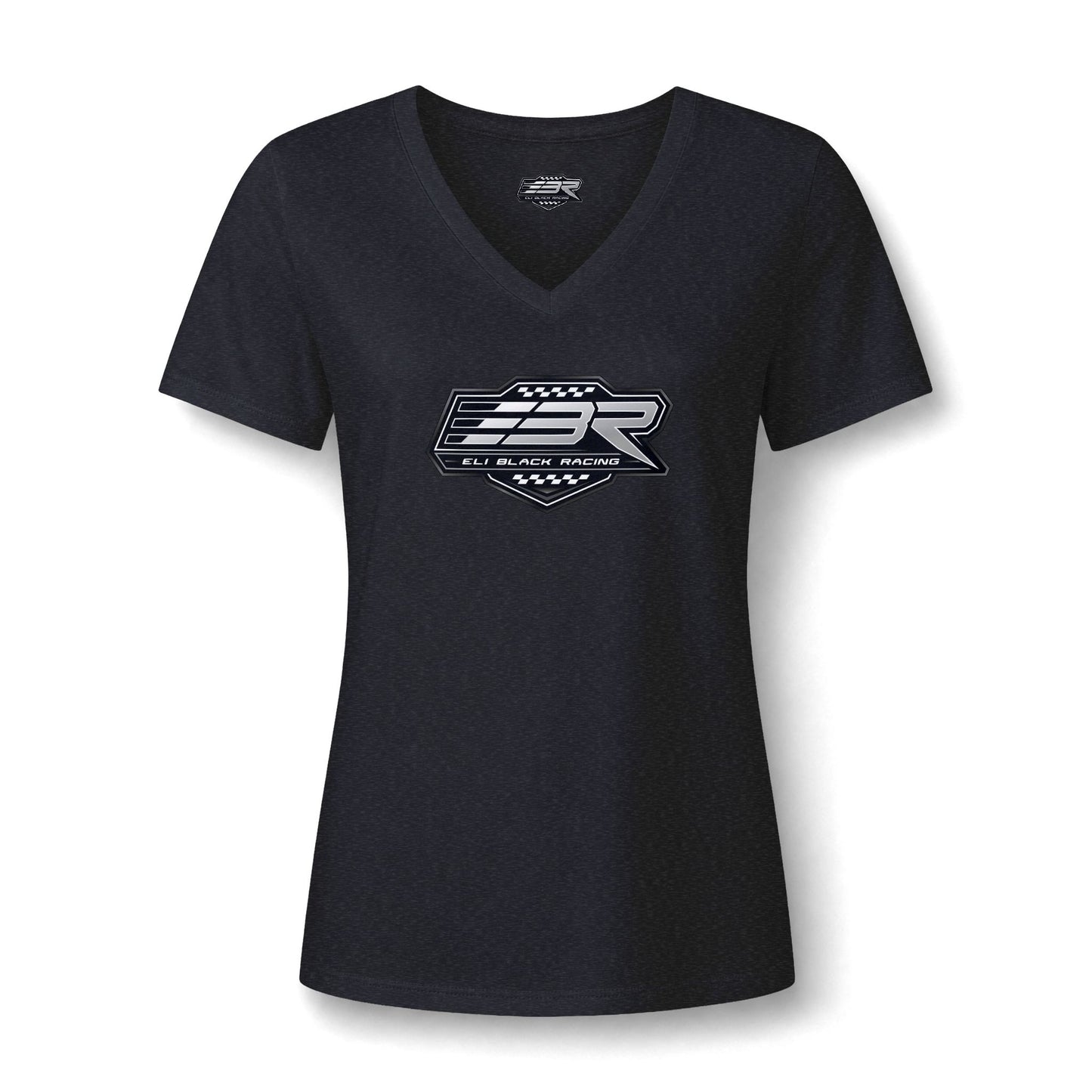 Ladies Black & White Logo V-Neck Tee