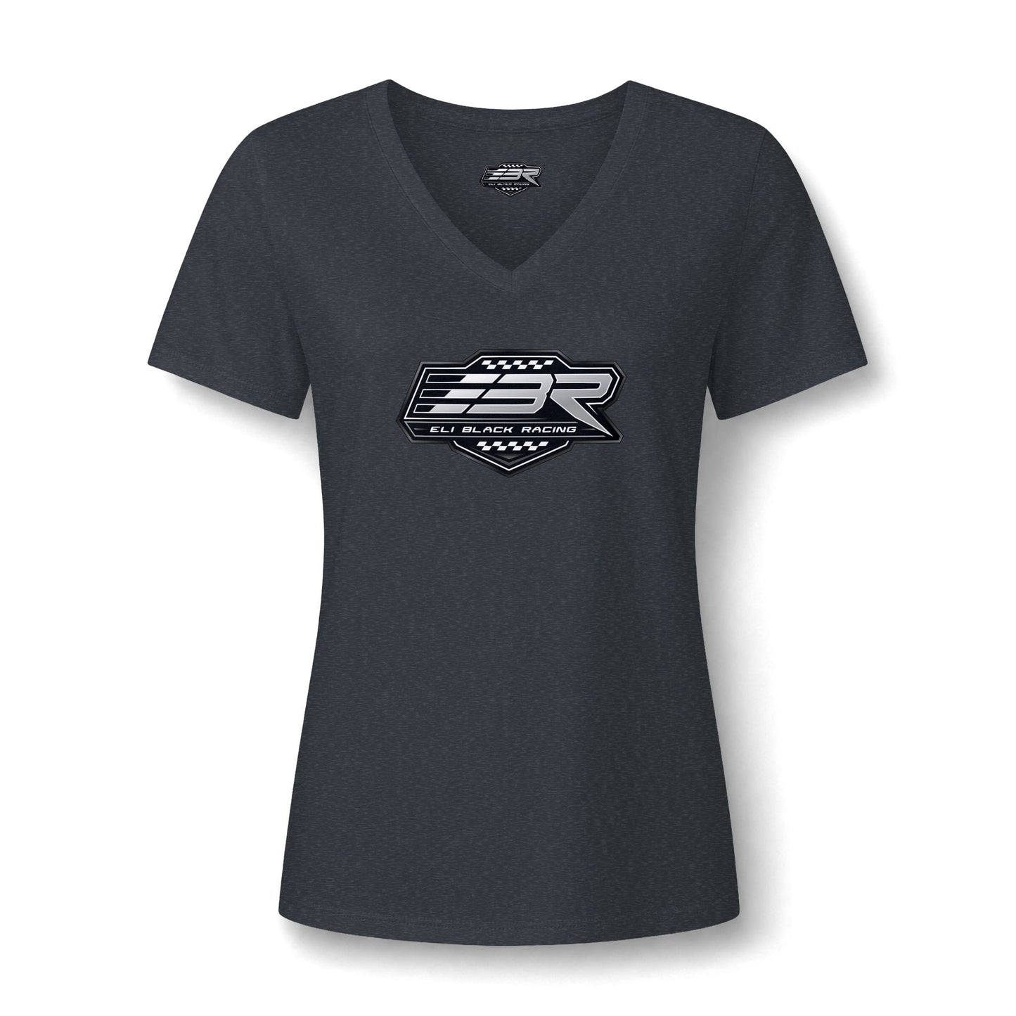 Ladies Black & White Logo V-Neck Tee